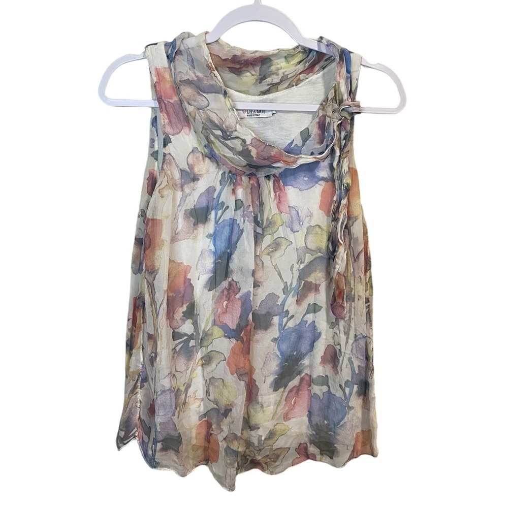Luisa Ricci - Silk Tie Front Sleeveless Blouse - S